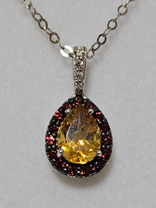 Citrine and Garnet Pendant with Diamonds