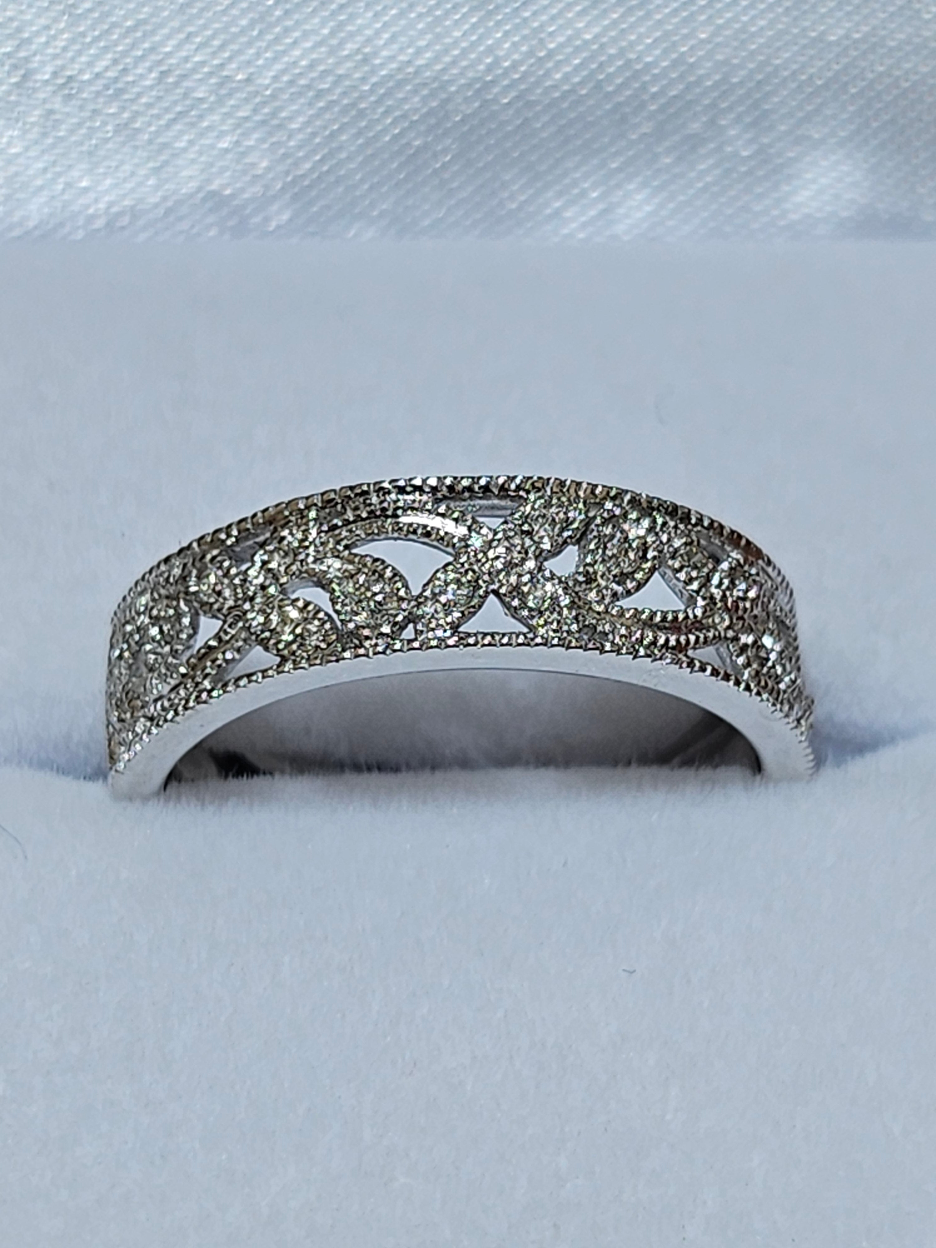 White Gold Diamond Ring - Intricate design