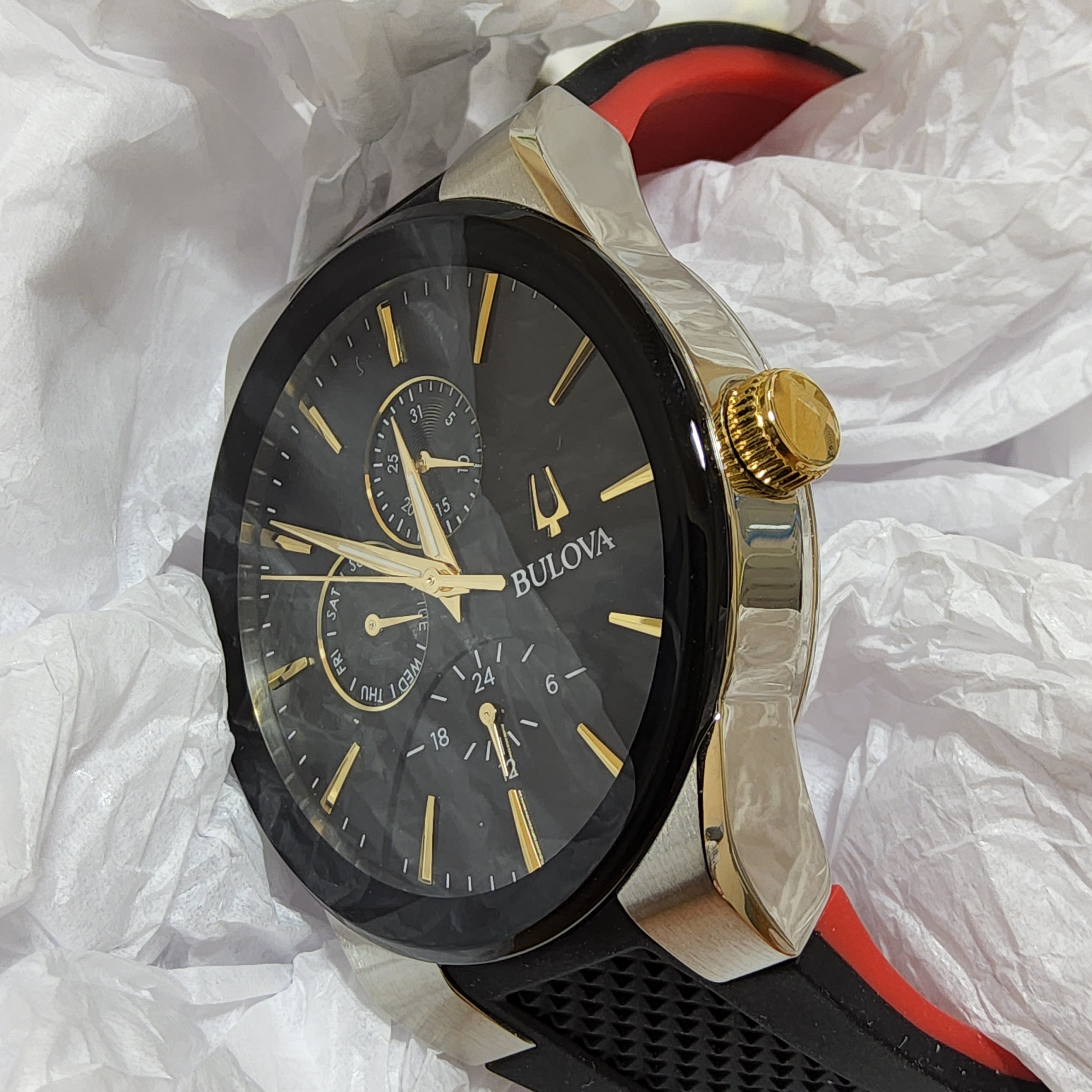 Bulova Black Silicone Strap Watch - 98C146 (Millenia)