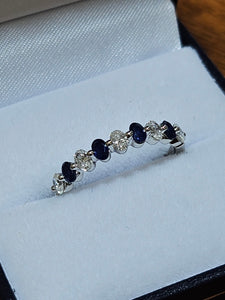 Sapphire (4) Ring with Diamonds (5) - R17073