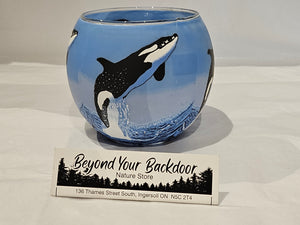 Tea Light Holder - Orca Leap - 240225