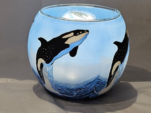 Tea Light Holder - Orca Leap - 240225