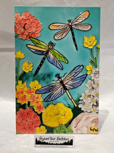 Tile Art Plaque - 8x12" - Dragonfly Garden - 240075