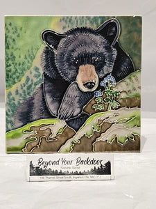 Ceramic Art Trivet - 6" square - Black Bear - 240025