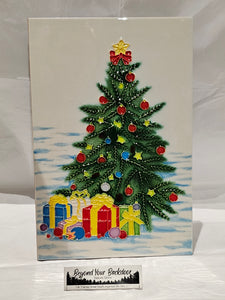 Ceramic Tile Art Plaque - 8x12" - Under the Christmas Tree - 240085