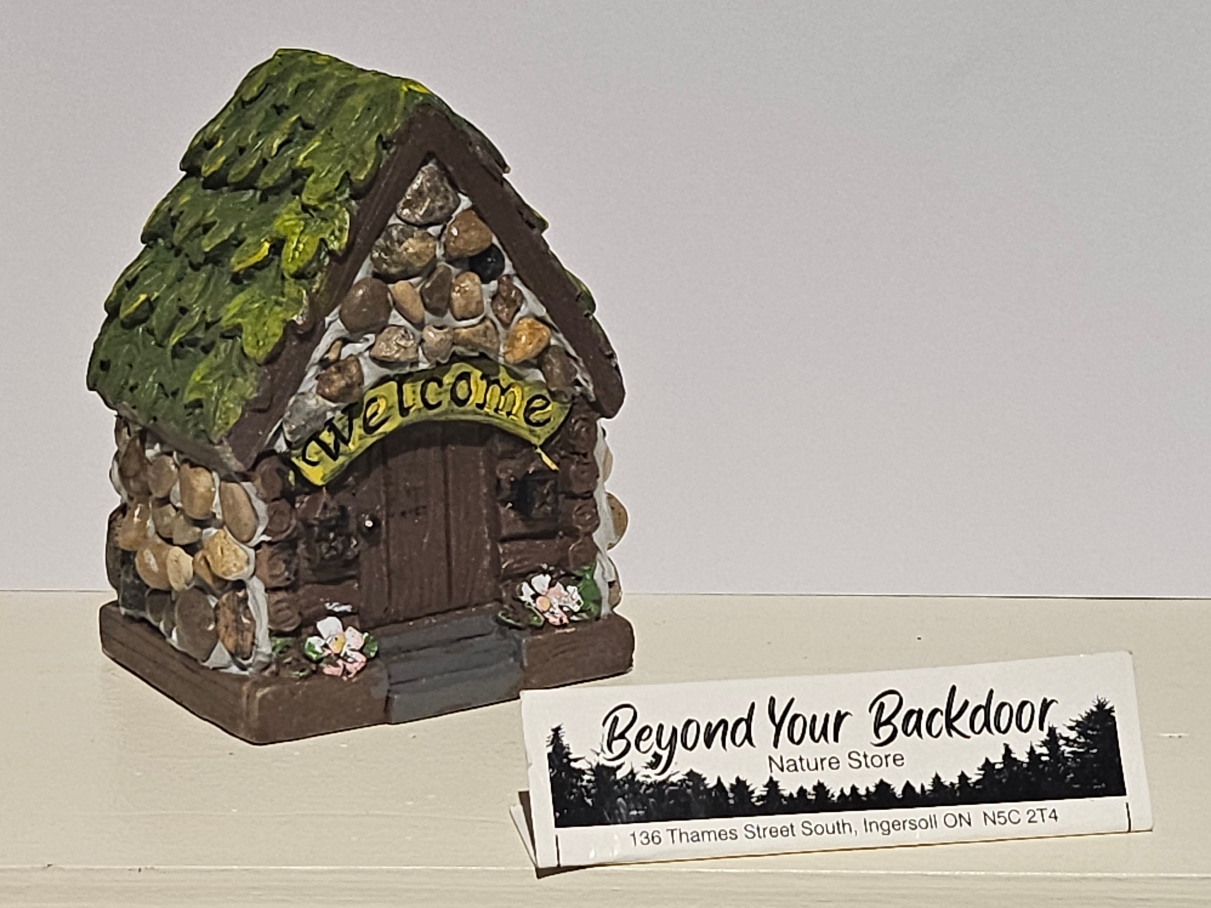 Fairy House - Stones - Welcome - Dark brown door