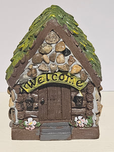 Fairy House - Stones - Welcome - Dark brown door