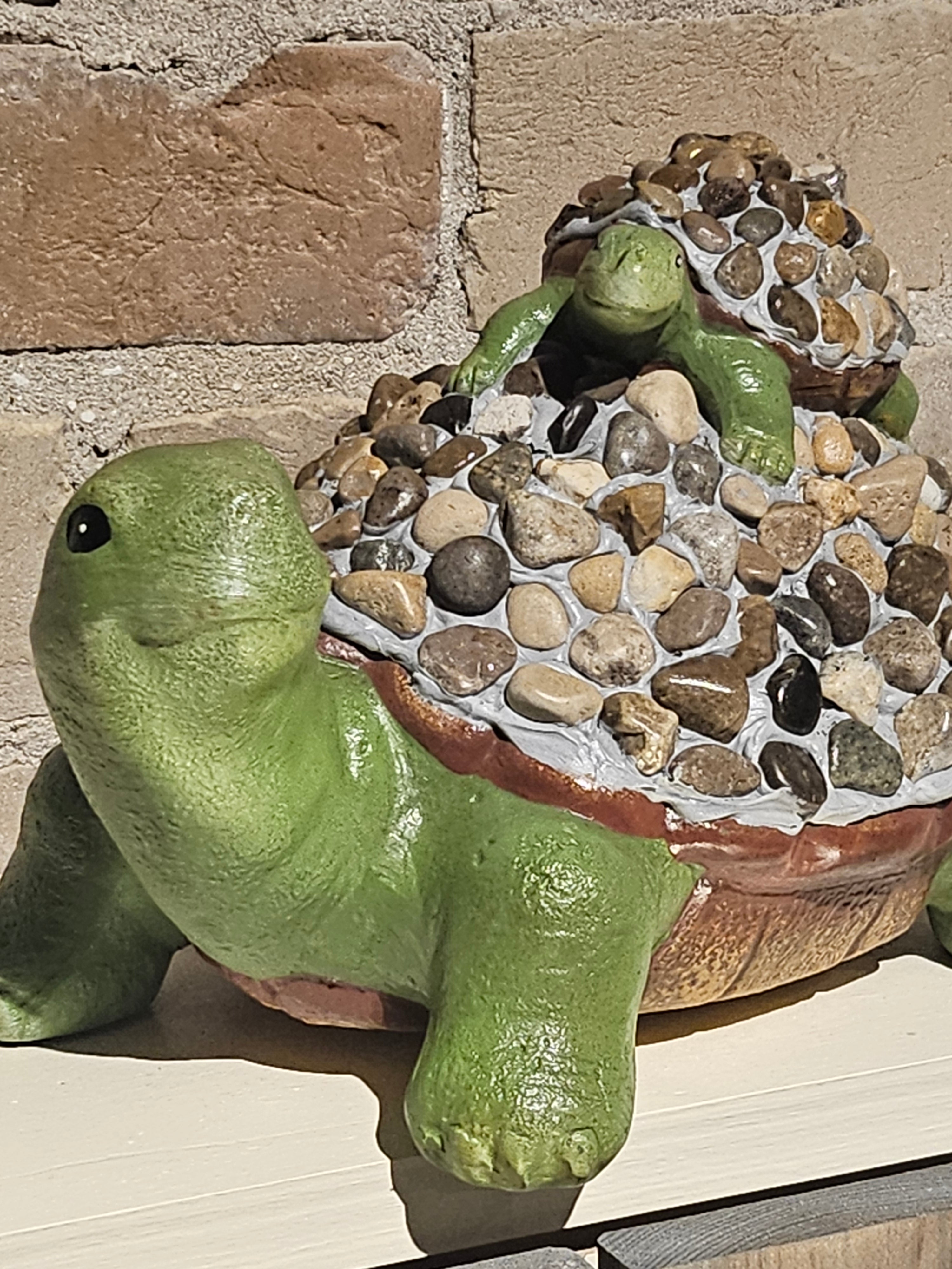 Turtle + Baby Figurine - Stones - Large