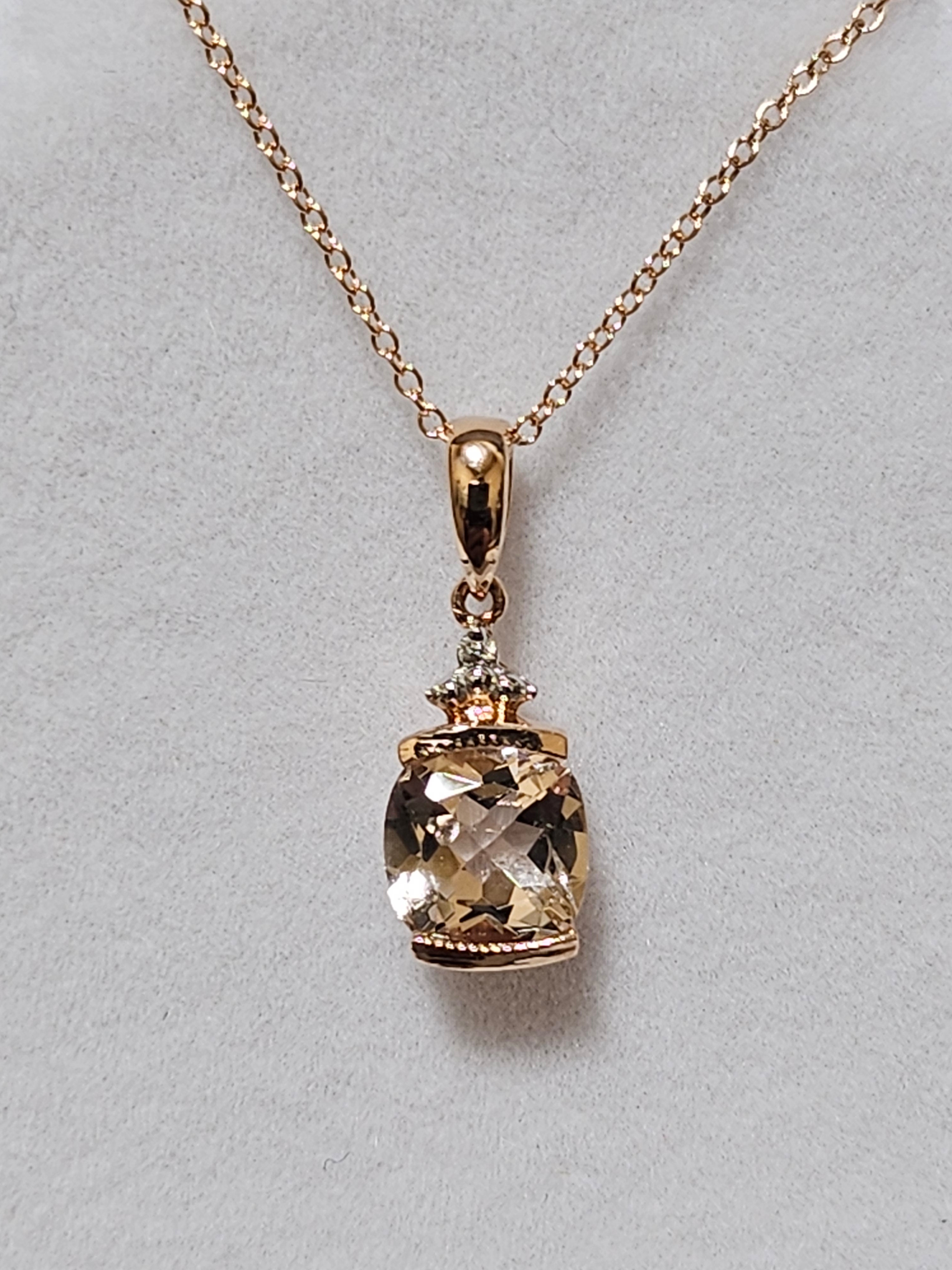 Cushion Cut Morganite Pendant with Diamonds - PPA5530