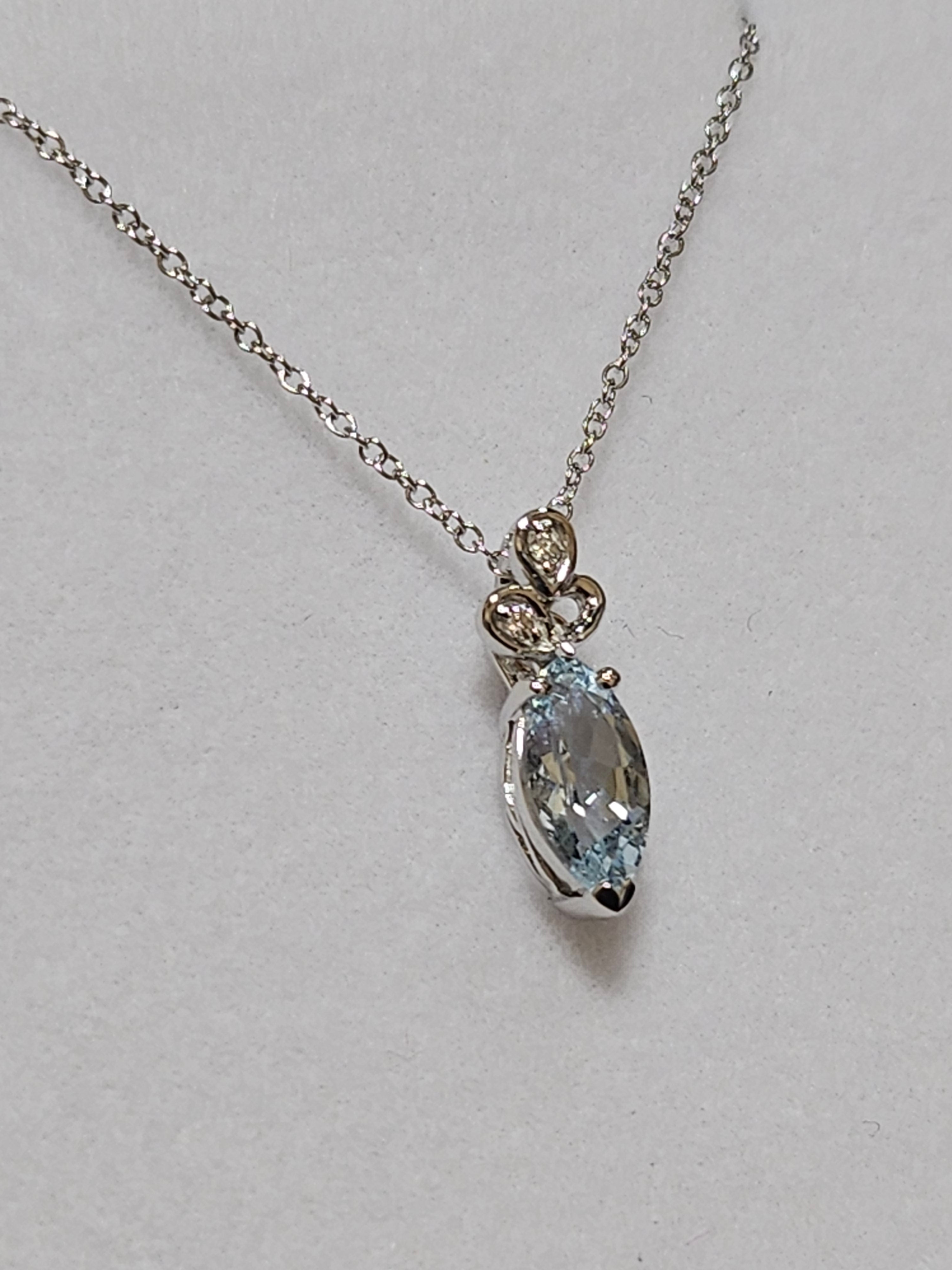 Aquamarine Pendant with Diamonds - PWD0651