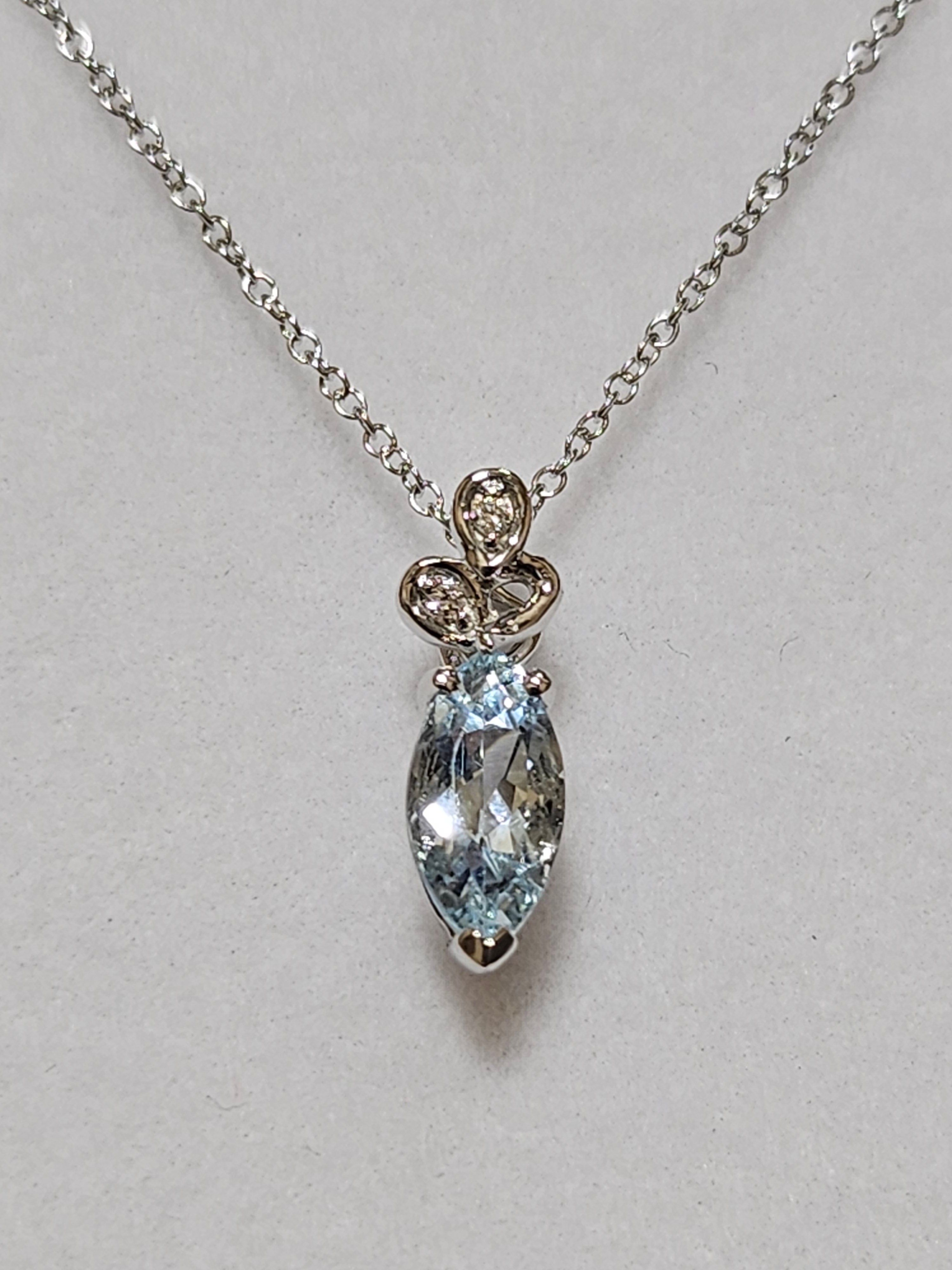 Aquamarine Pendant with Diamonds - PWD0651