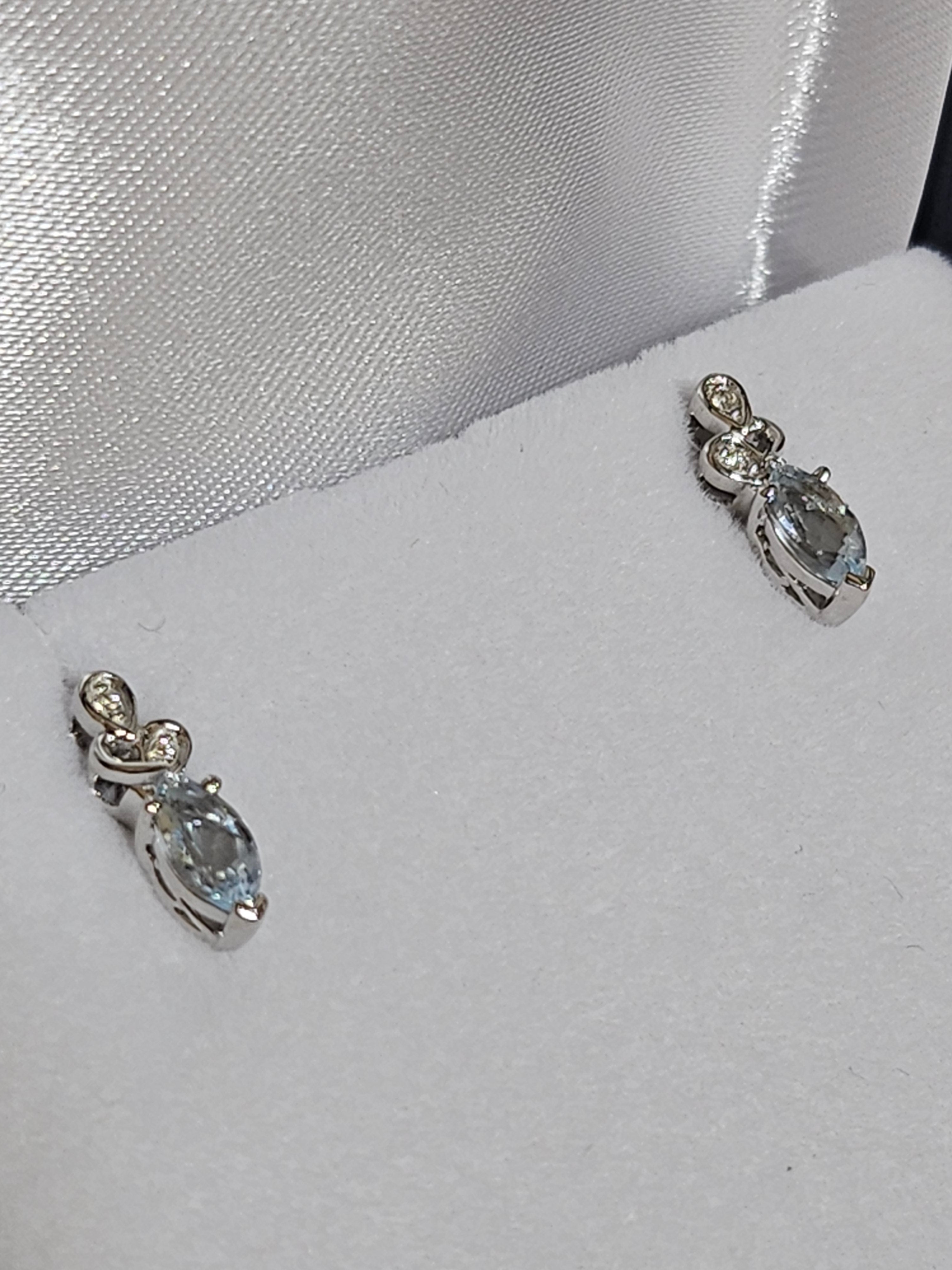 Aquamarine Earrings with Diamonds - EWD0651