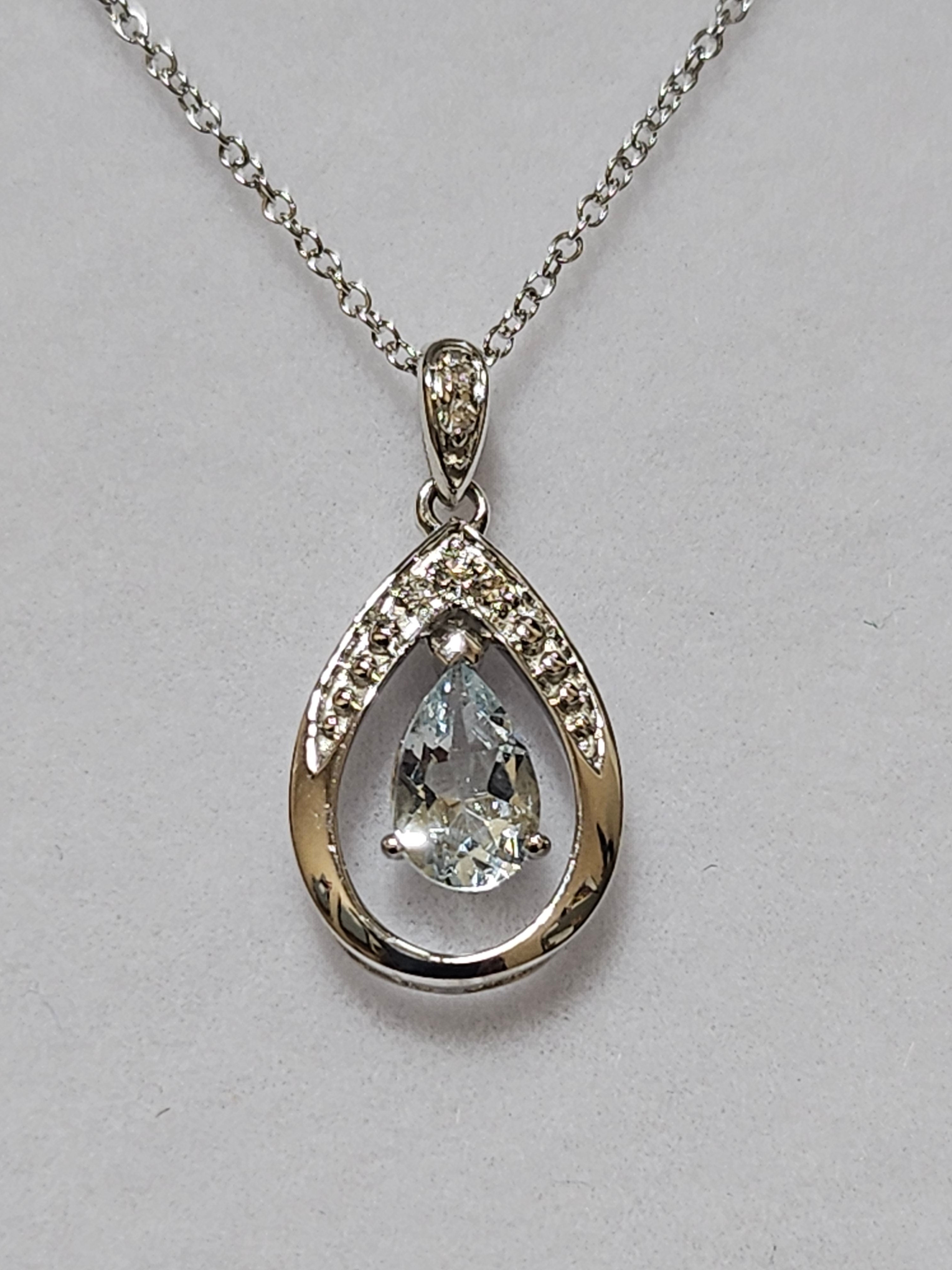 Aquamarine Pendant with Diamonds - PWD8612