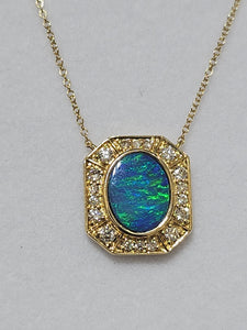 Opal Doublet Necklet with Diamonds - NYD0578