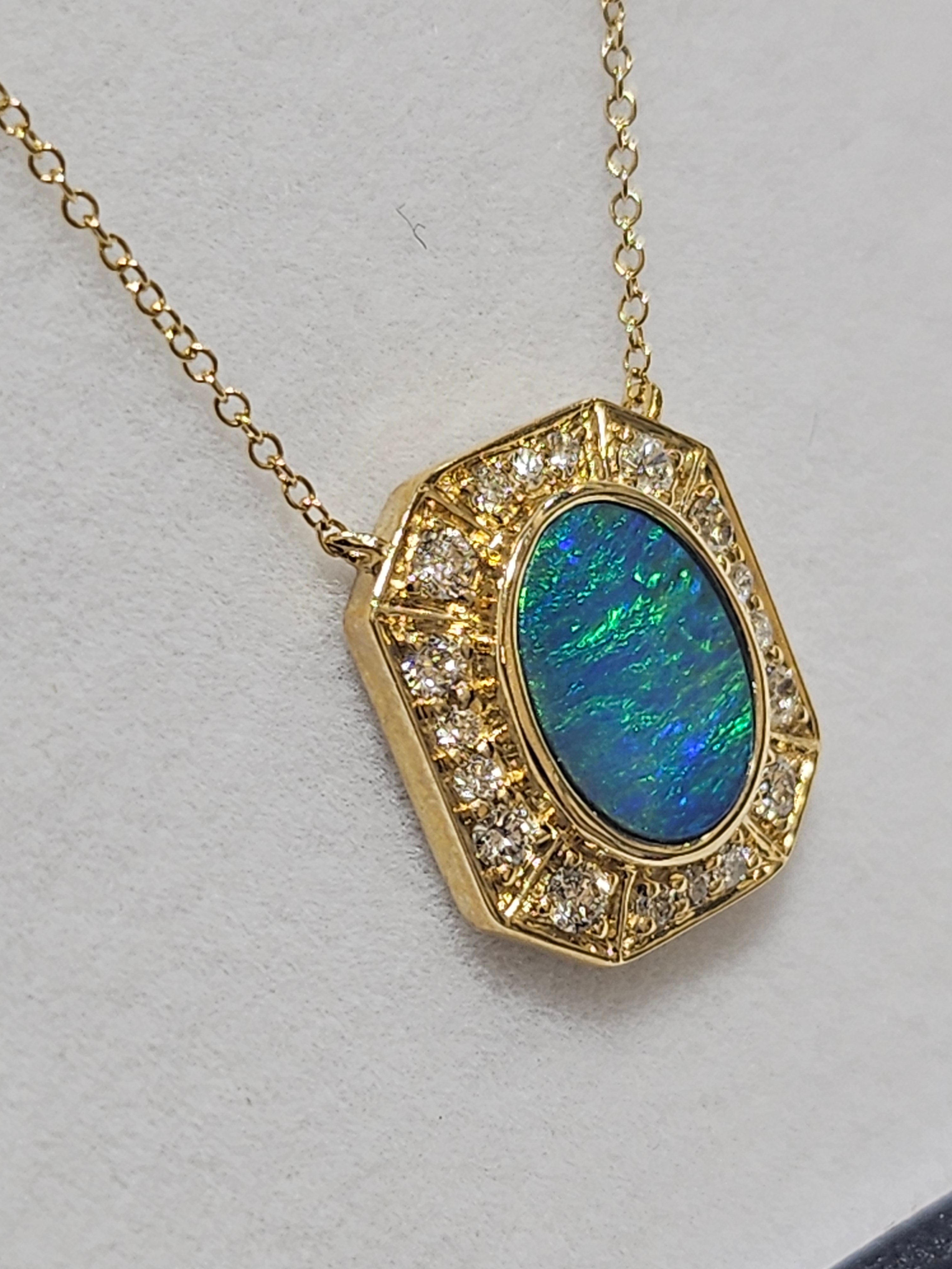 Opal Doublet Necklet with Diamonds - NYD0578