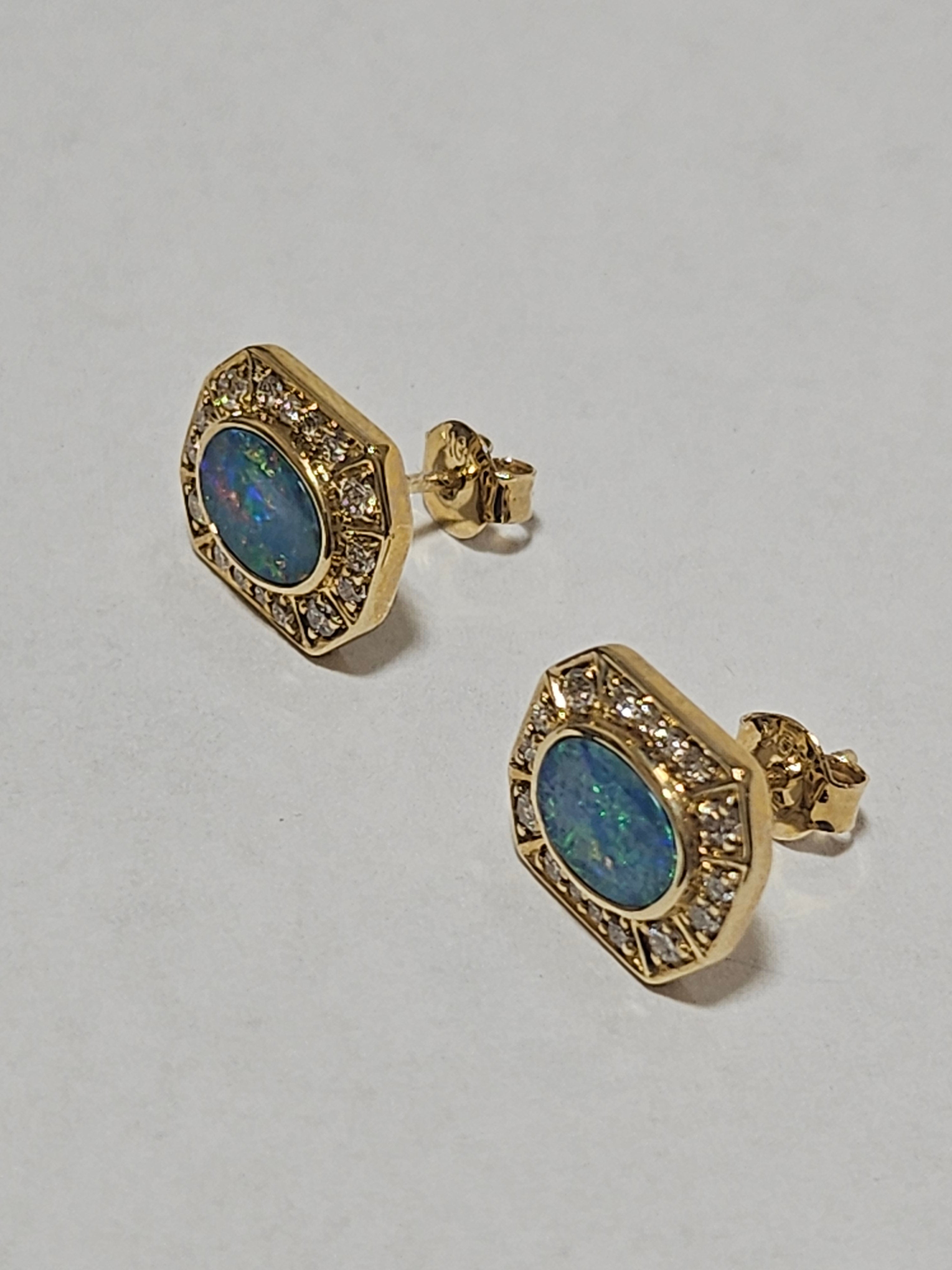 Opal Doublet Earrings with Diamonds - EYD0578