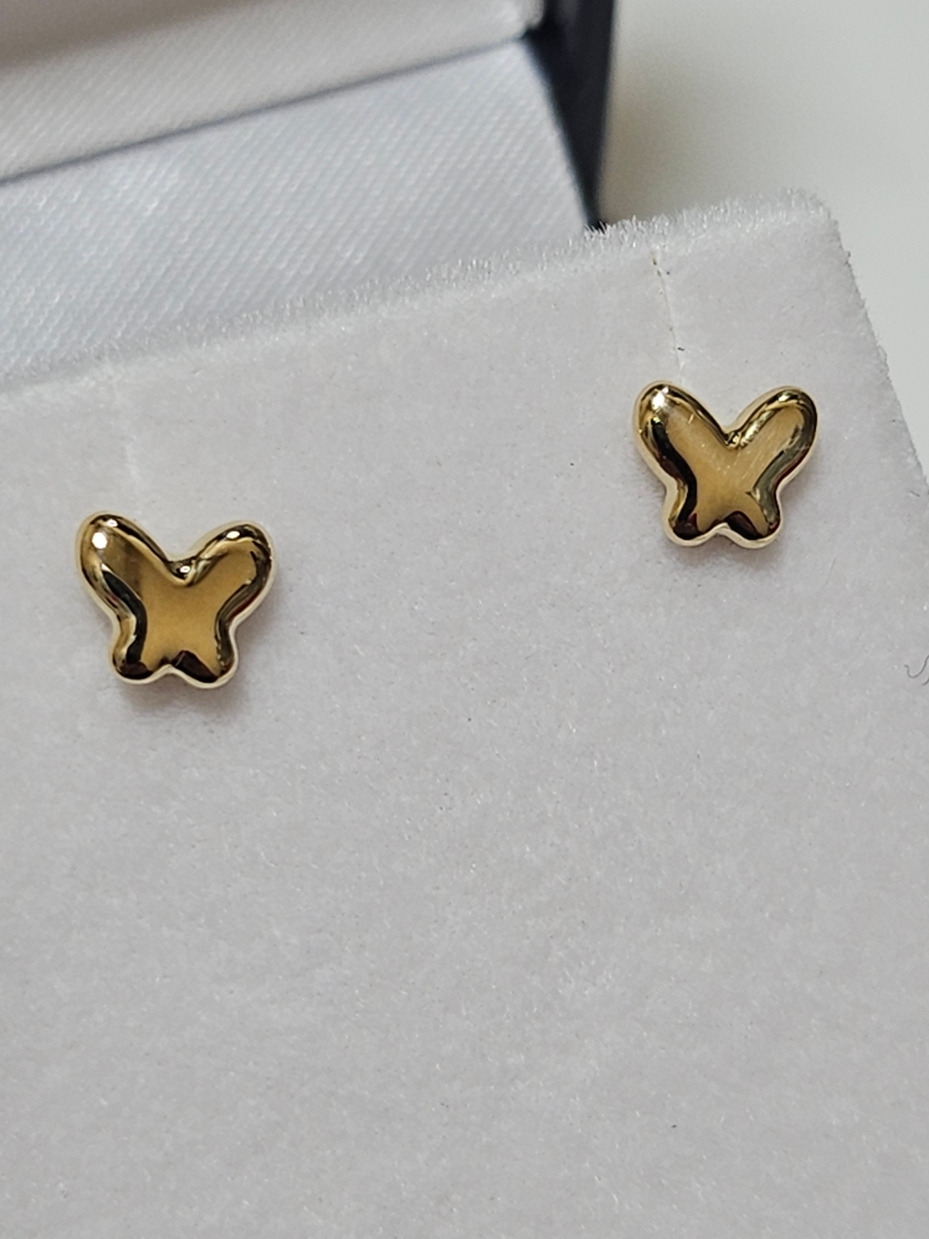 Gold Stud Earrings - Butterfly - 14Kt - YE2213