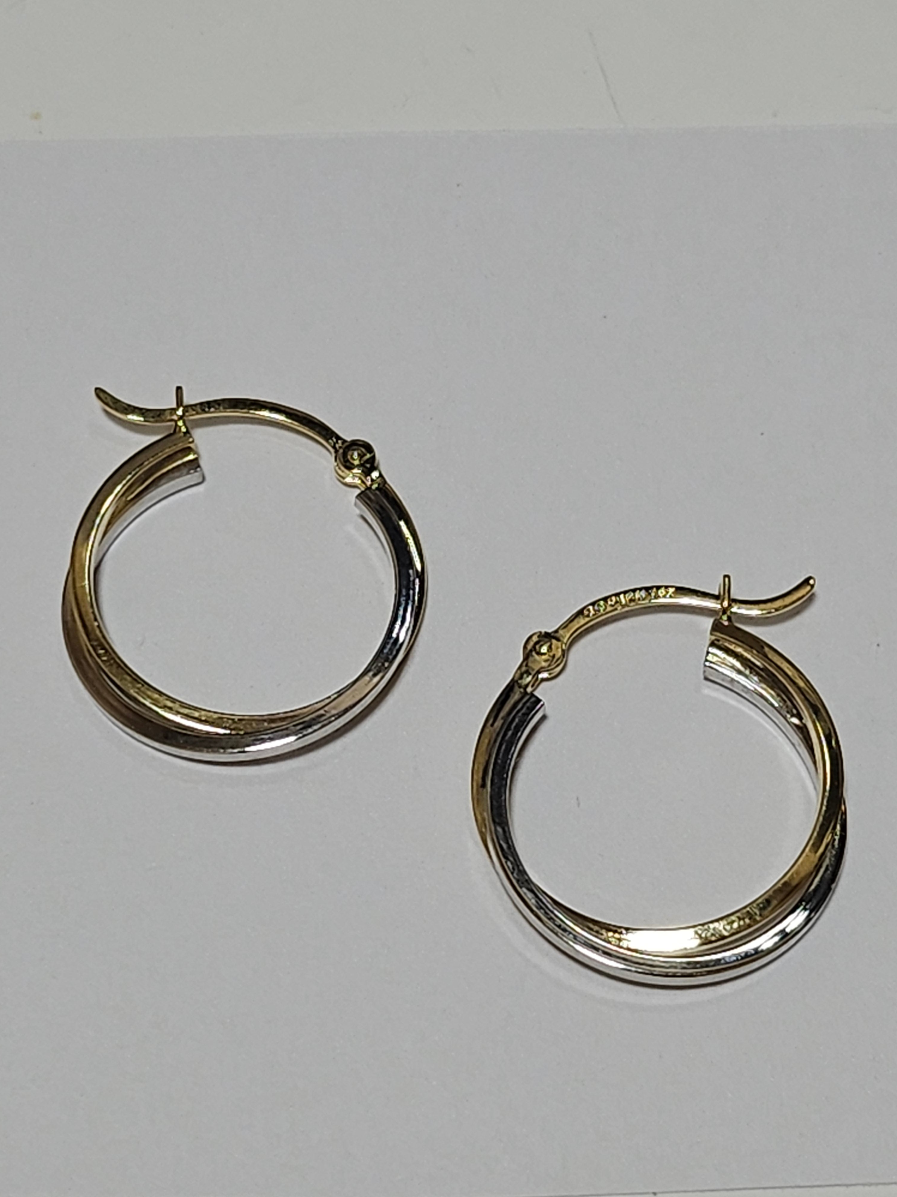 Two-Tone Gold Hoop Earrings - 14Kt - TL701