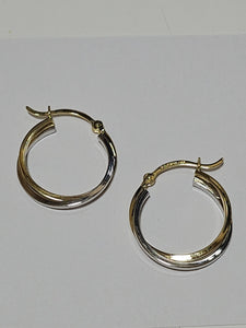 Two-Tone Gold Hoop Earrings - 14Kt - TL701