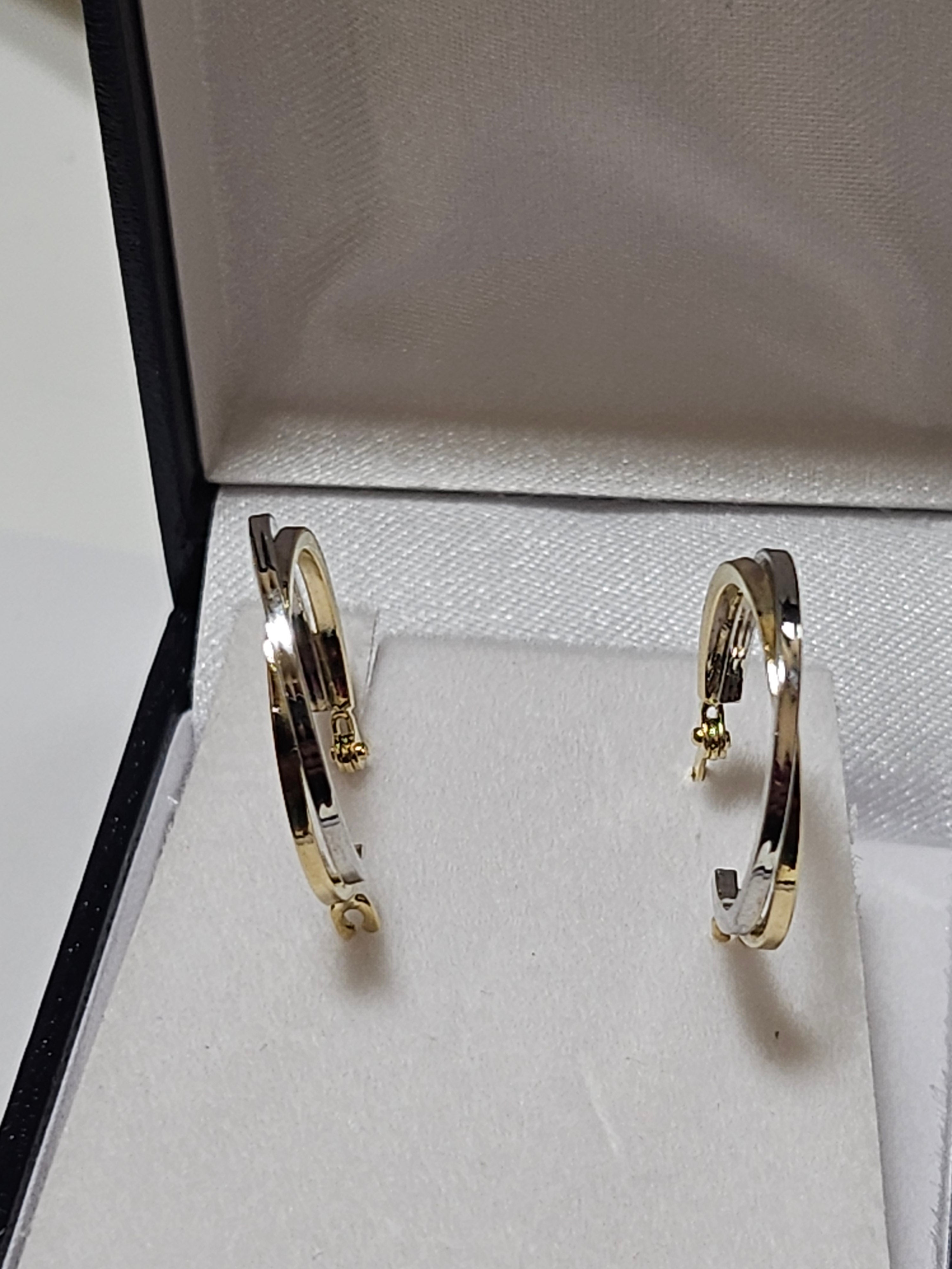 Two-Tone Gold Hoop Earrings - 14Kt - TL701