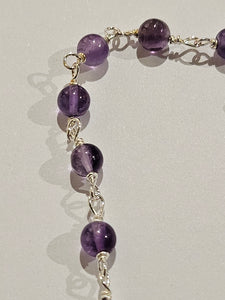 S/SBracelet with Amethyst Stones - 412