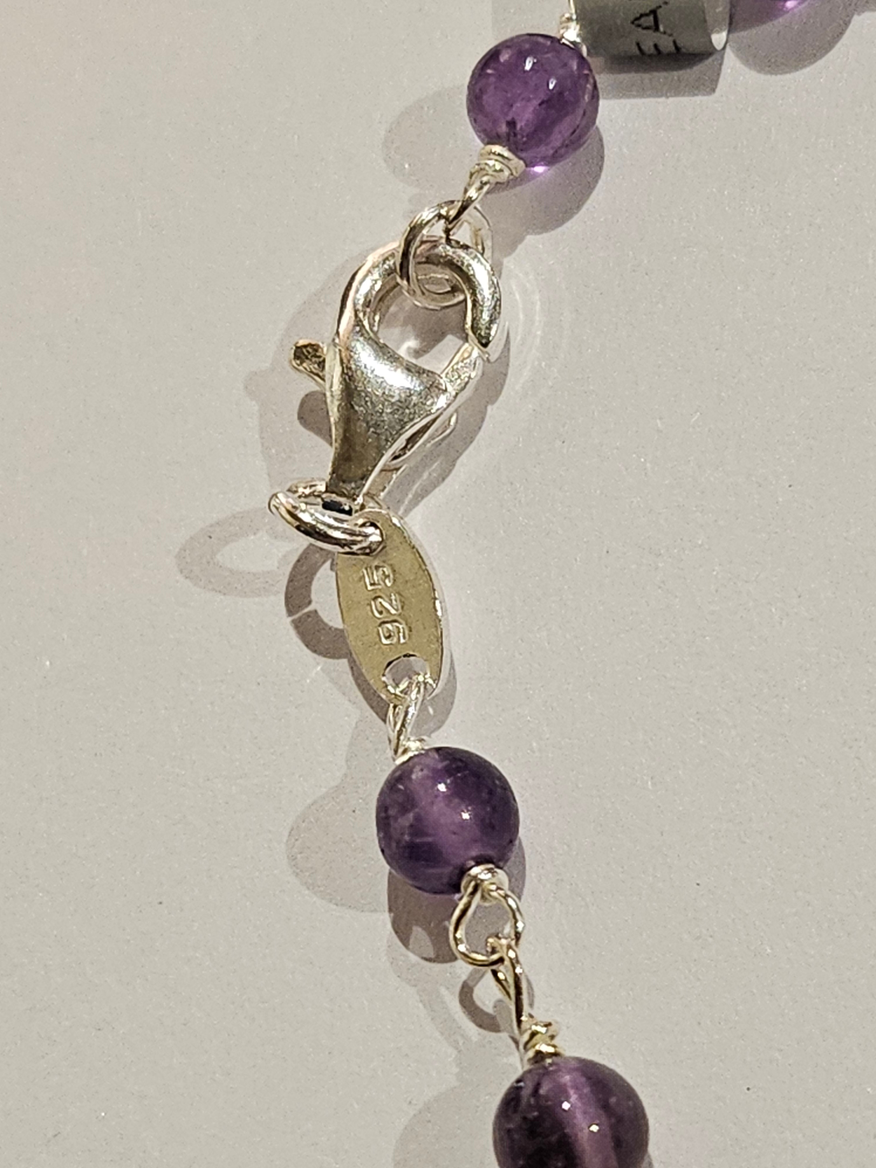 S/SBracelet with Amethyst Stones - 412