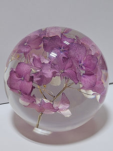 Glass Paperweight with Hydrangea (Pink)- 6680HYDP