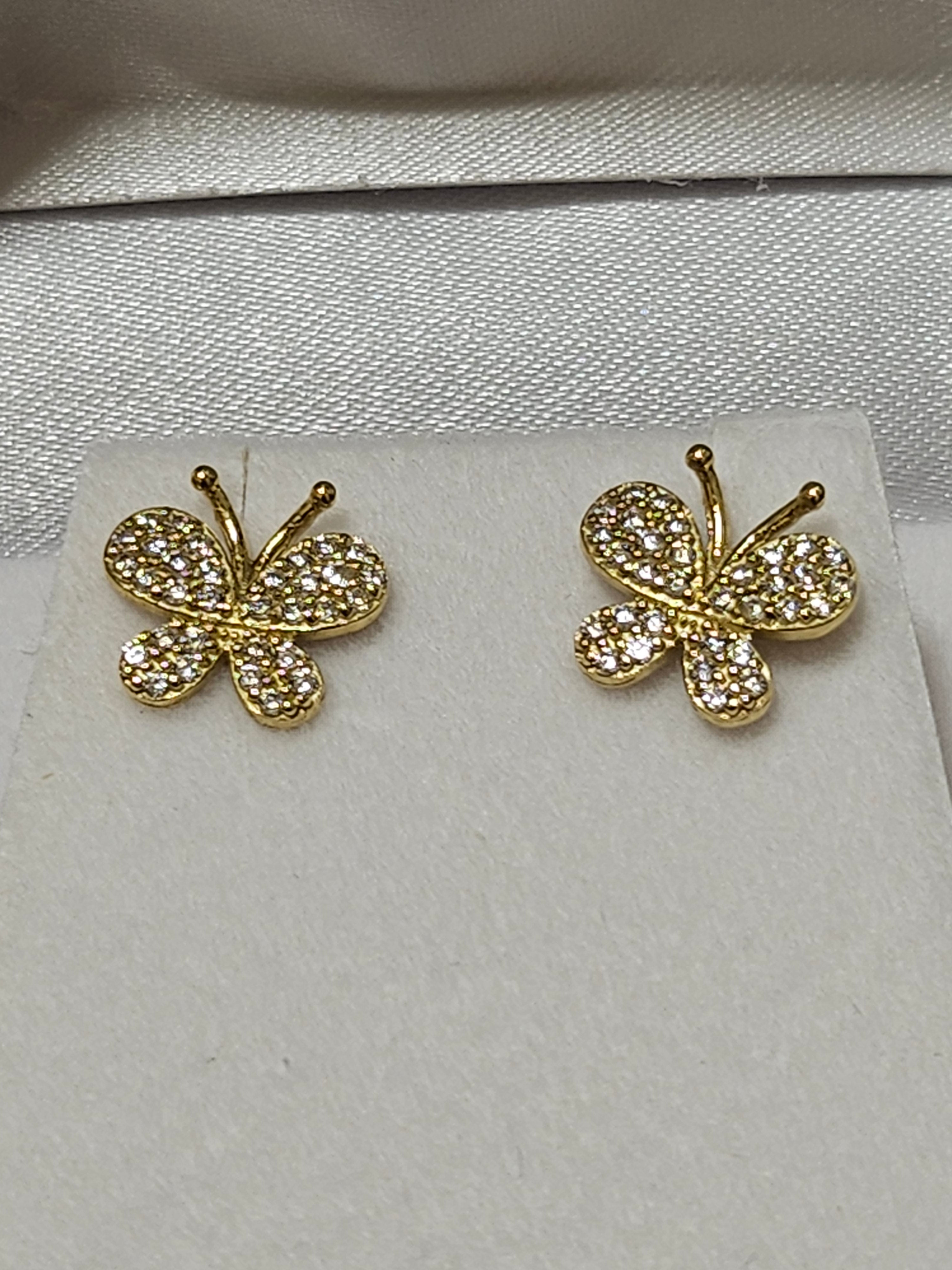 Gold Stud Earrings - Butterfly - 337