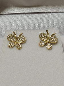 Gold Stud Earrings - Butterfly - 337