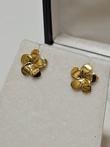 Gold Stud Earrings - Flower - 330