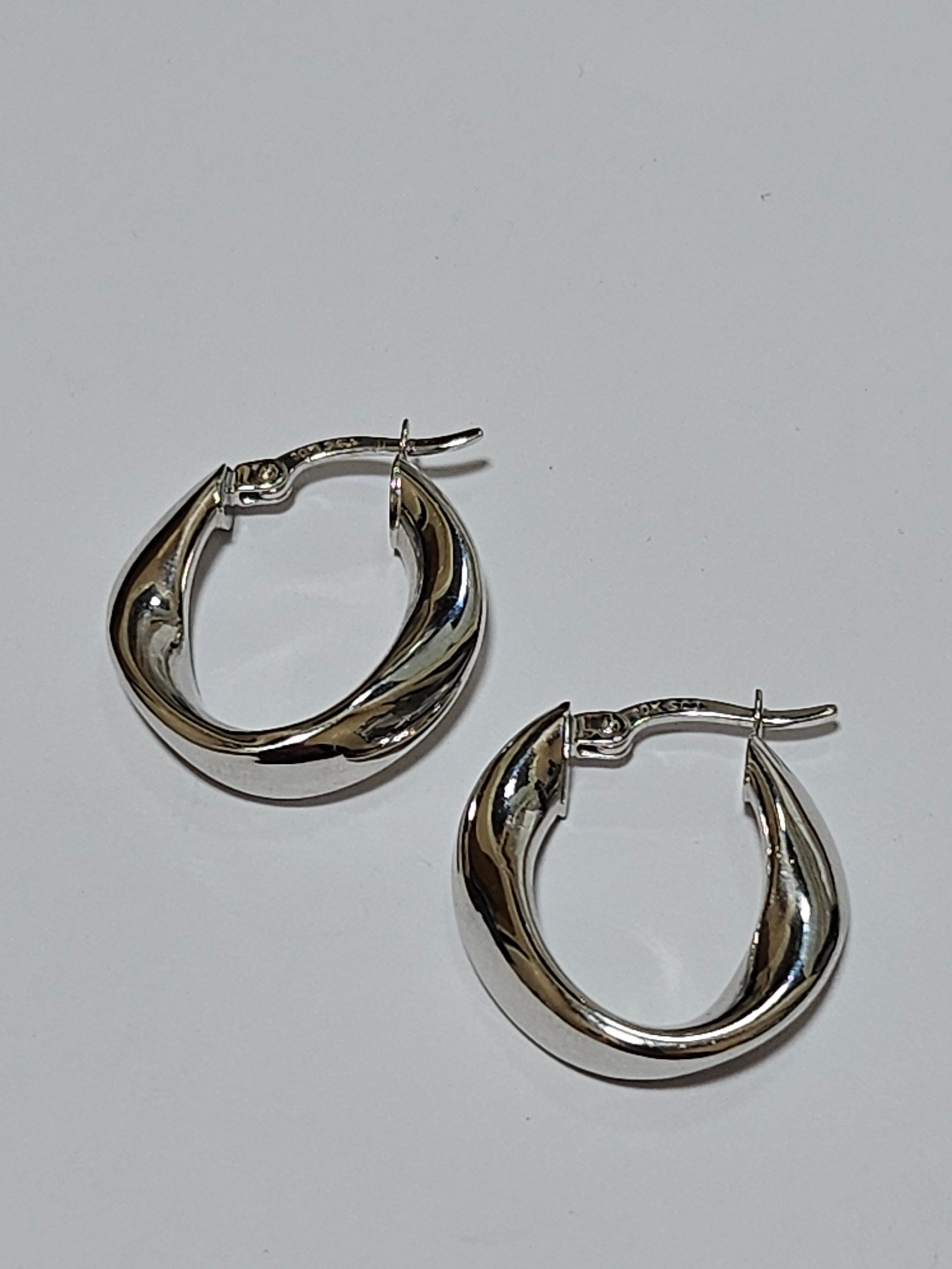 Gold Hoop Earrings - White - 20x20mm - 328