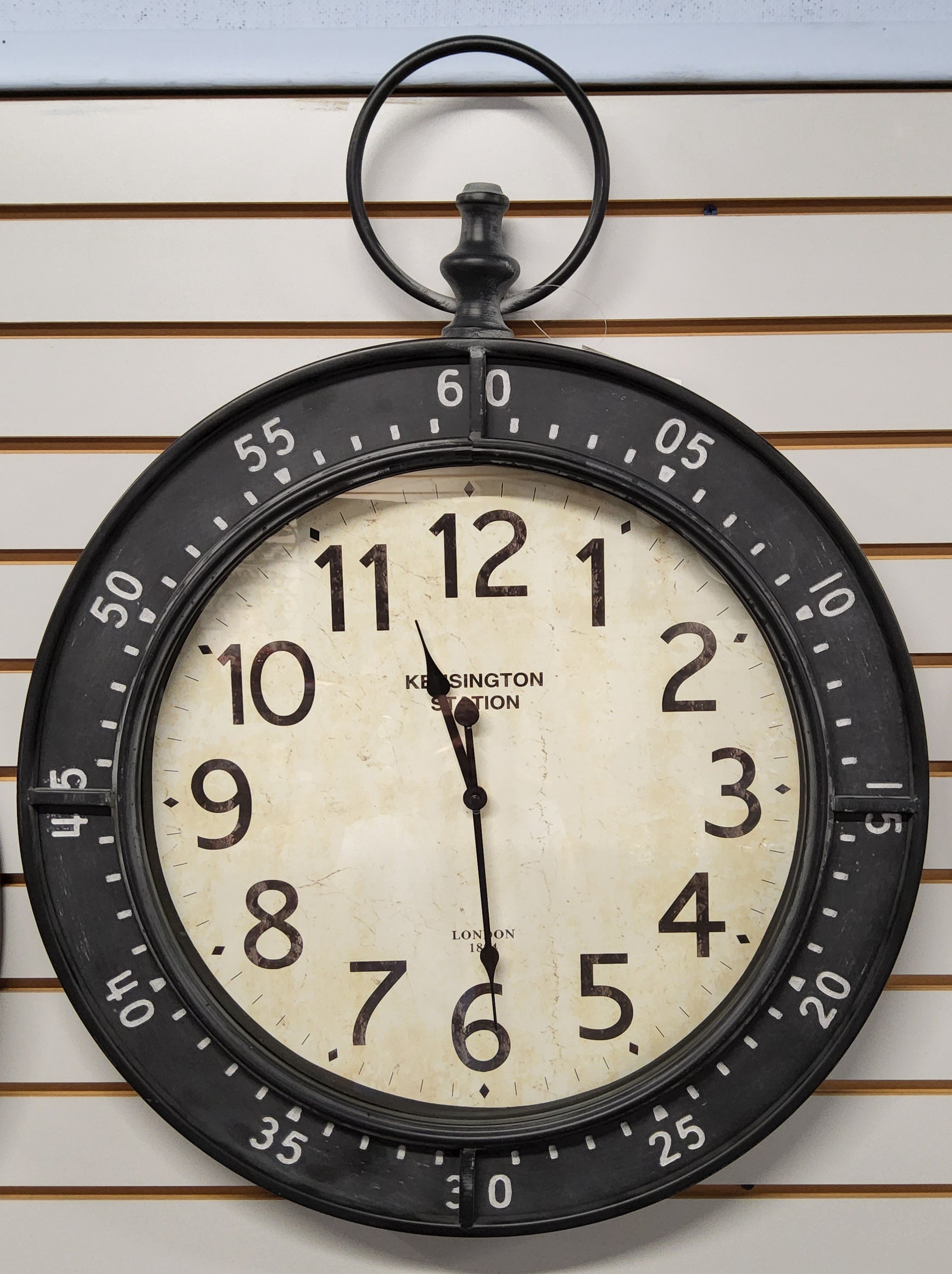Black Stopwatch Style Metal Wall Clock with Minute Scale FBL91266