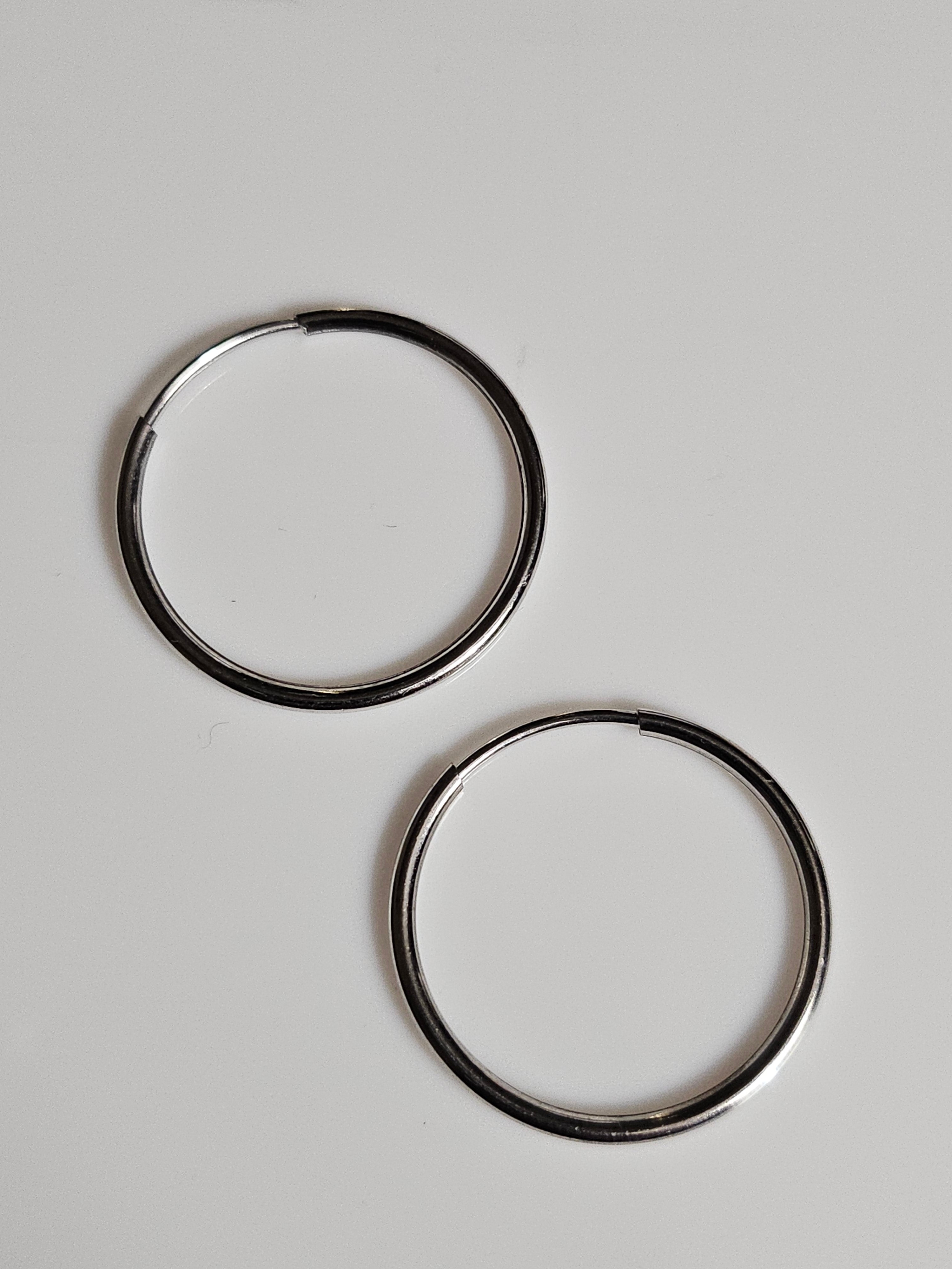 Gold Hoop Earrings - Polished - White - 25mm - $360