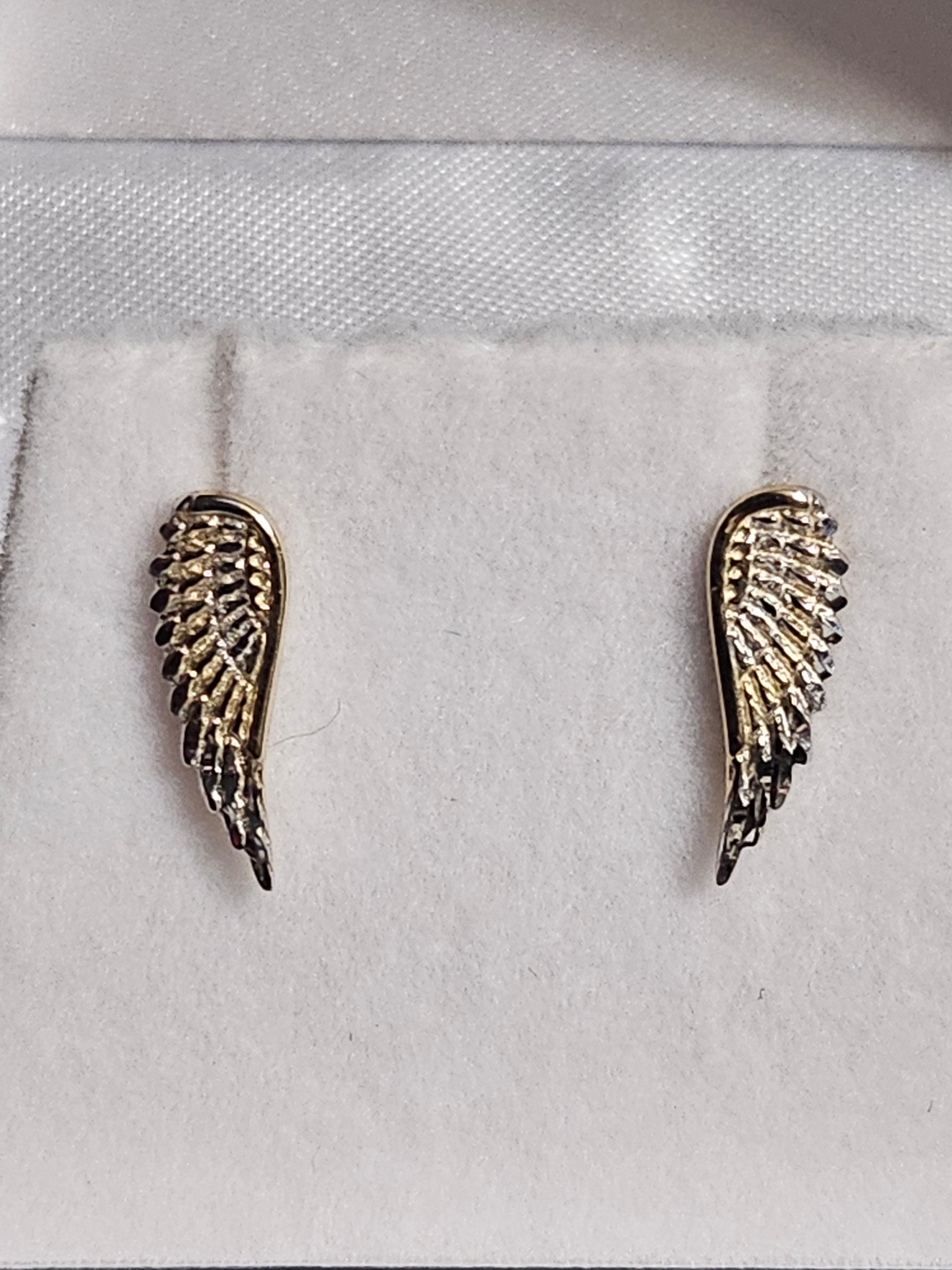 Stud Earrings - Yellow Gold 10Kt - Wings - $218