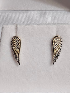 Stud Earrings - Yellow Gold 10Kt - Wings - $218