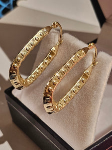 Gold Rectangular Hoop Earrings - 14Kt - TF1454