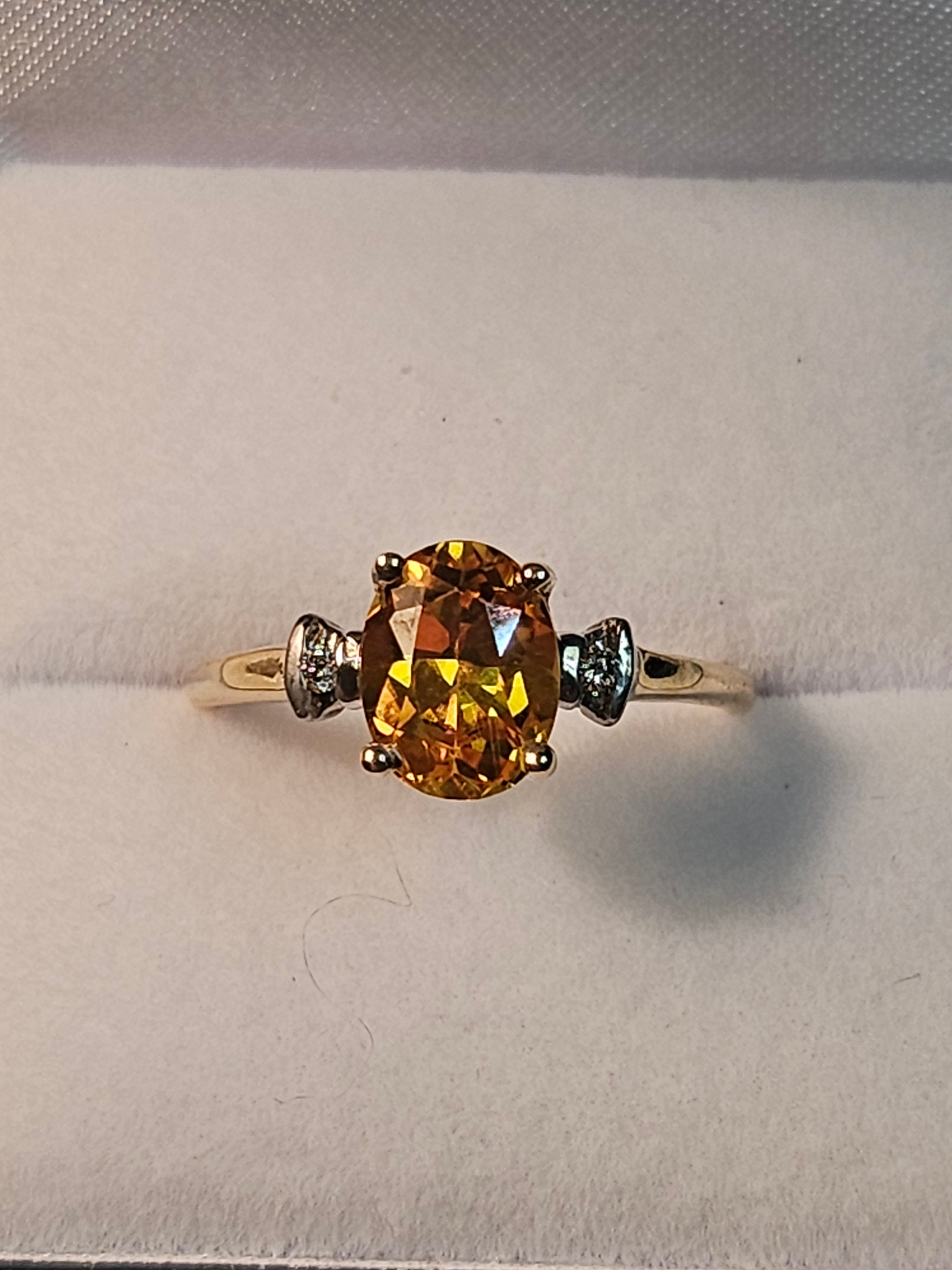 Oval Cut Citrine Ring with Diamonds - $805