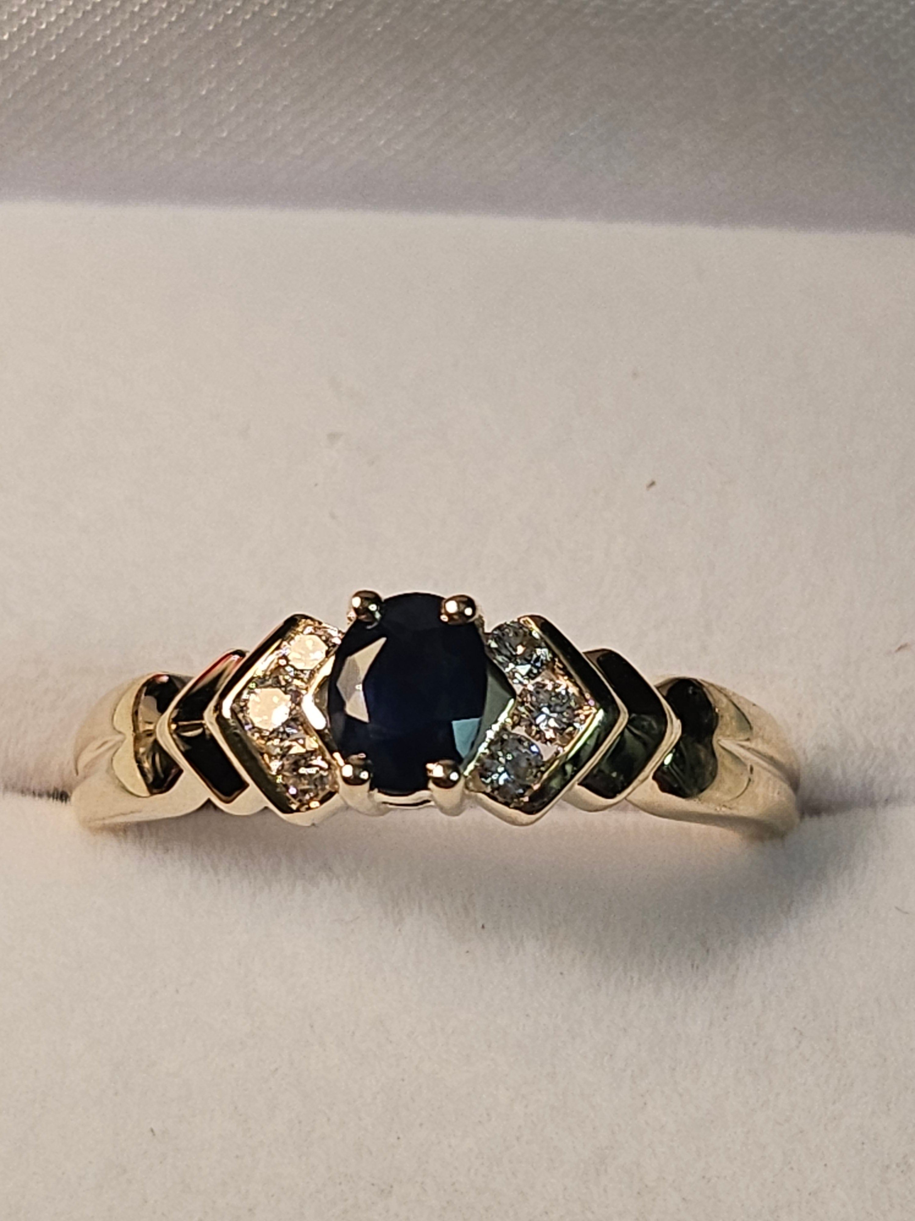 Round Cut Sapphire Ring with Diamonds - $1323