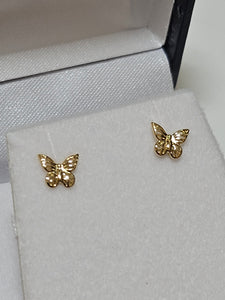 Gold Stud Earrings - Butterfly - 14Kt - YE2214