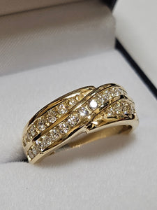 Diamond Ring - Multi-row - Yellow Gold - H1714