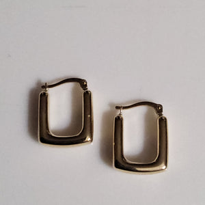 Square Hoop Earrings - 14mm - Yellow Gold 10Kt - $411