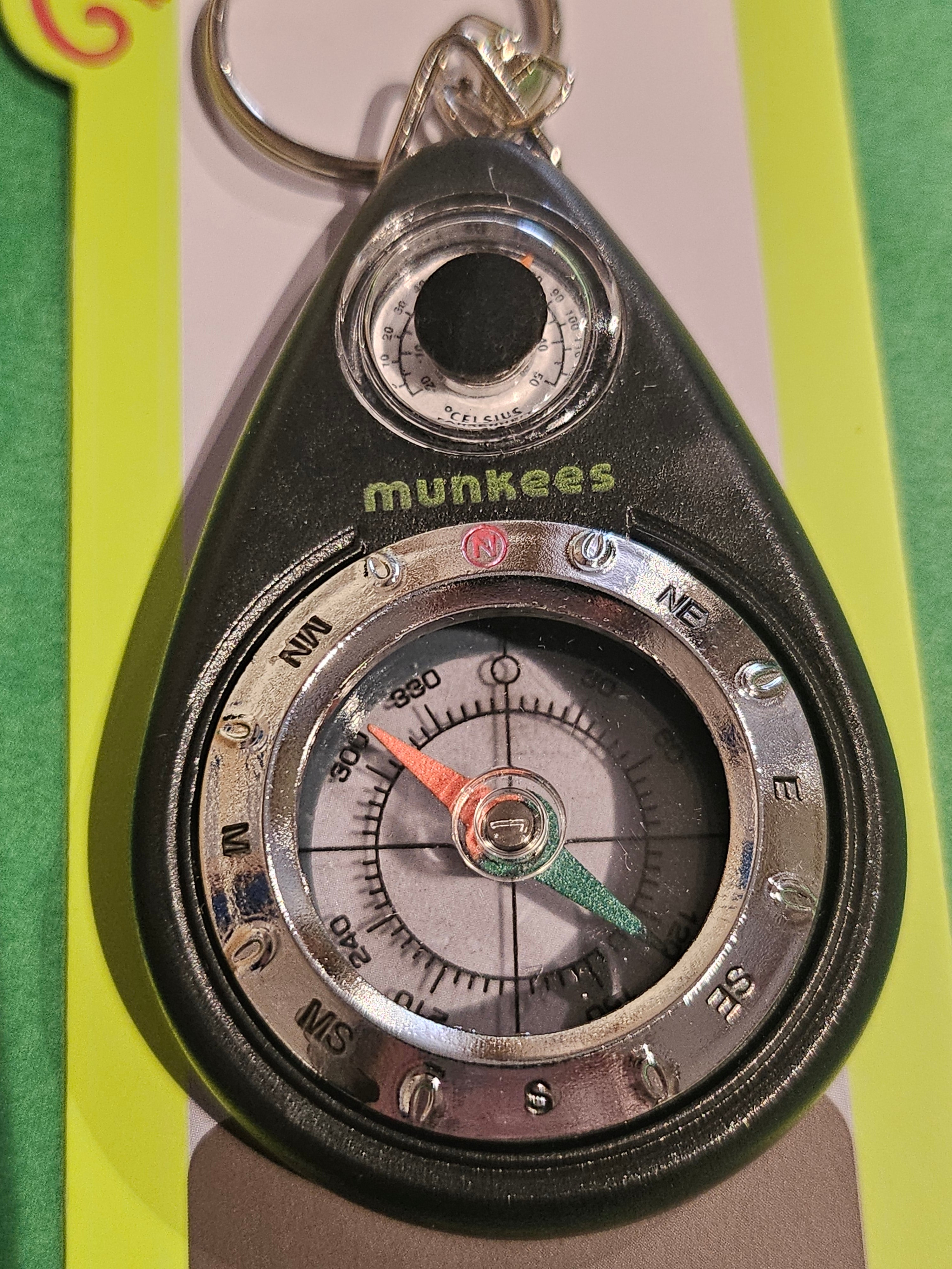 Ace Camp Keychain Compass with Thermometer- 3154