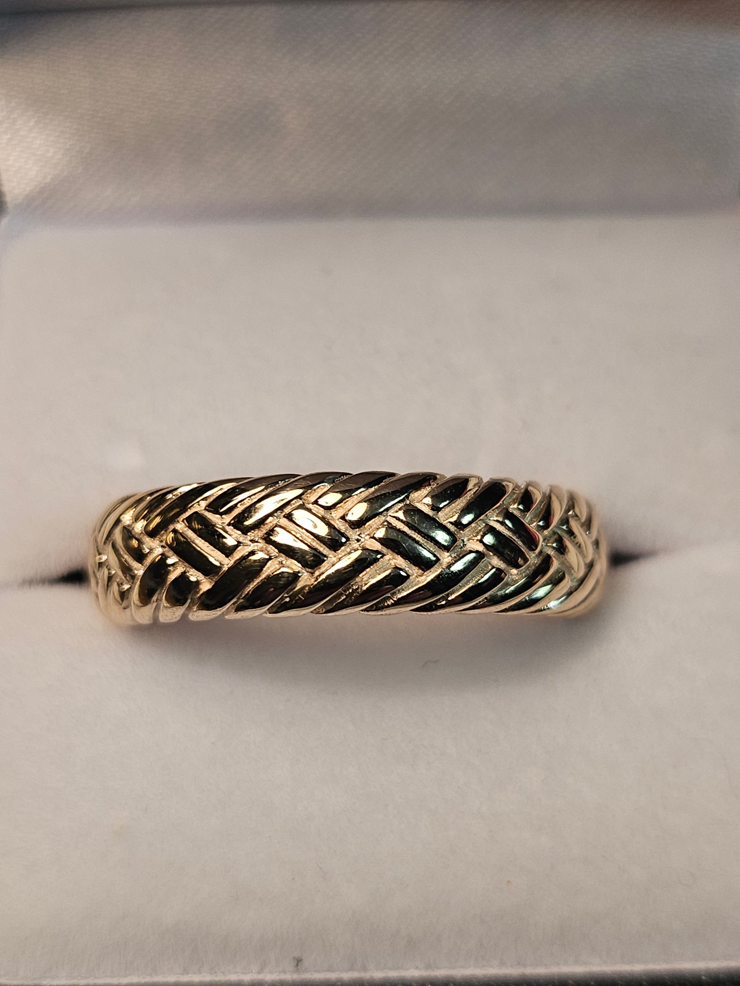 Gold Wedding Band - Men's - Patterned - 1585M - $2620