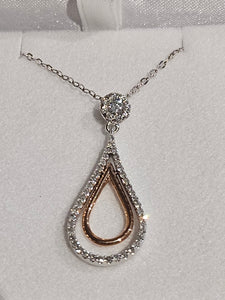 Diamond Pendant - Teardrop Shape - Two-tone - SP6531