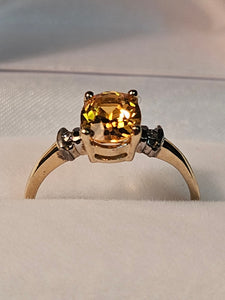 Oval Cut Citrine Ring with Diamonds - $805