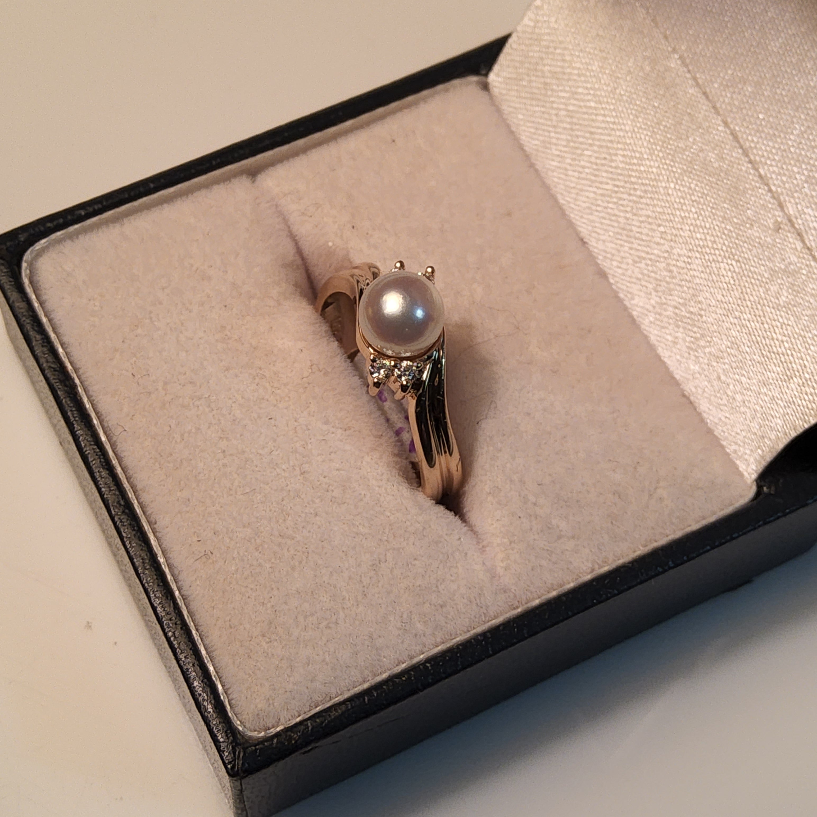 Pearl (6mm) Ring with Diamonds (4) - $1328