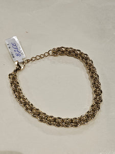 STEELX S/SBracelet - Gold-plated - 7.5mm Round Multilink - 7" + 1"