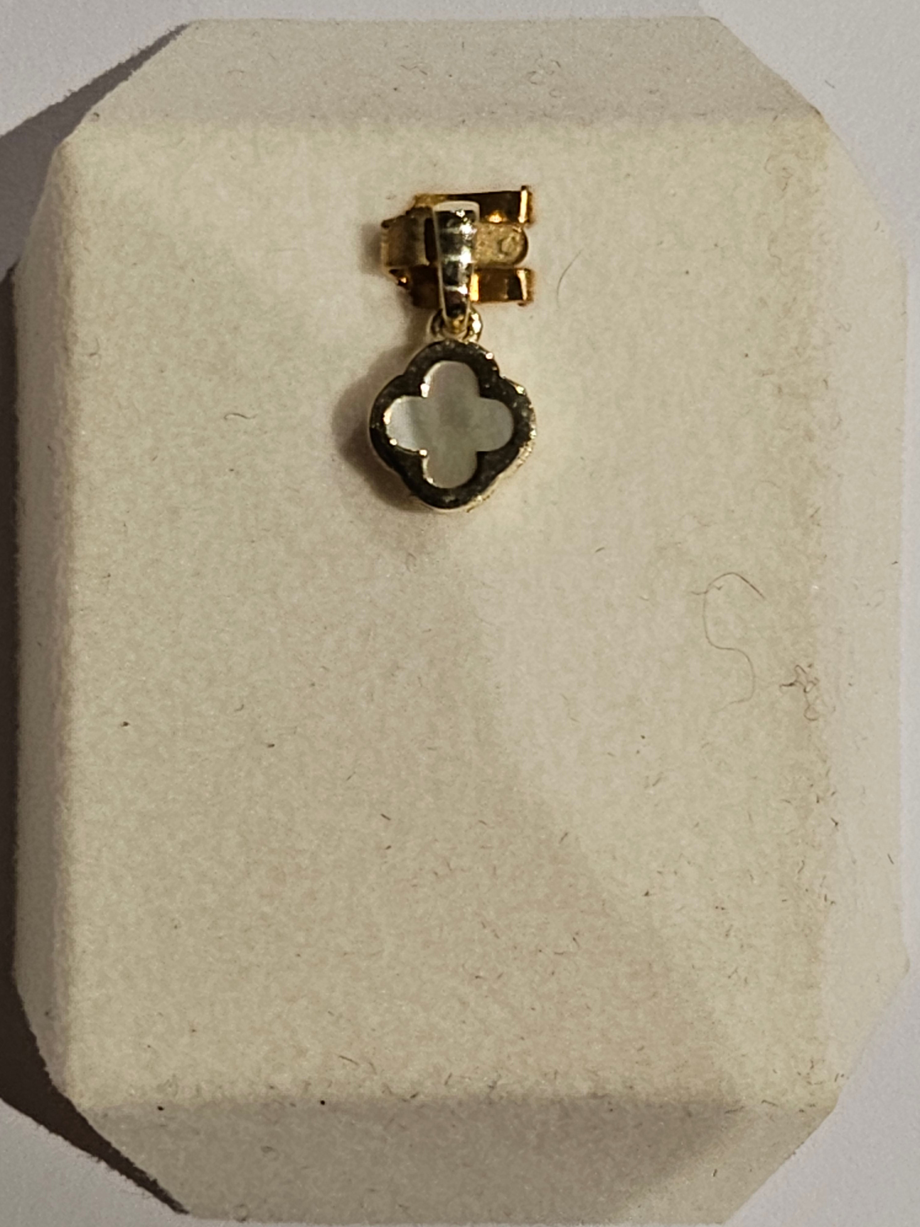 Gold Charm - White Stone - 2139