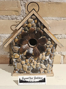 Birdhouse - Flower + Stones  - Layered Roof