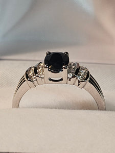 Oval Cut Sapphire Ring with Diamonds - $1829
